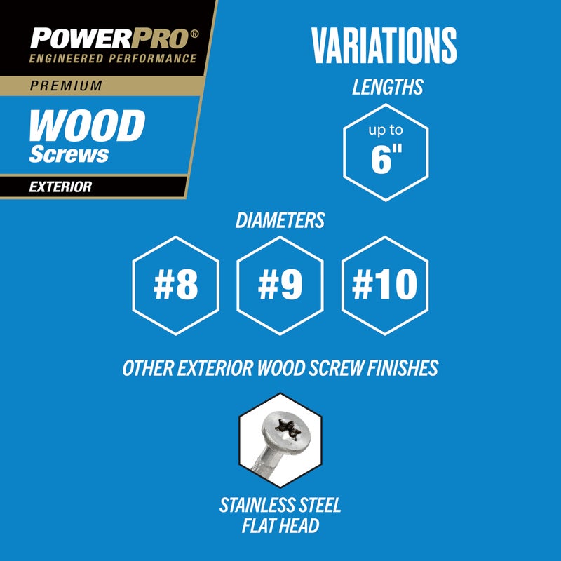 Power Pro Premium Exterior Wood Screws, #10 x 2-1/2" Inch All-Purpose Deck Screws for Outdoor Projects, T-25 Star Bit Included, Bronze, 78 Pieces | 48601V4 - Image 3